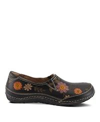 L'Artiste Women's Libora-Delite Handpainted Leather Floral Slip-On Shoes with Removable Insole