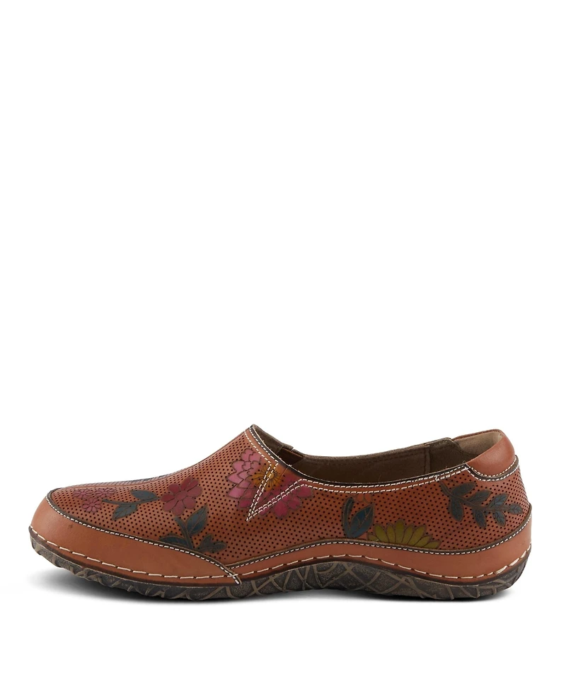 L'Artiste Women's Libora-Delite Handpainted Leather Floral Slip-On Shoes with Removable Insole