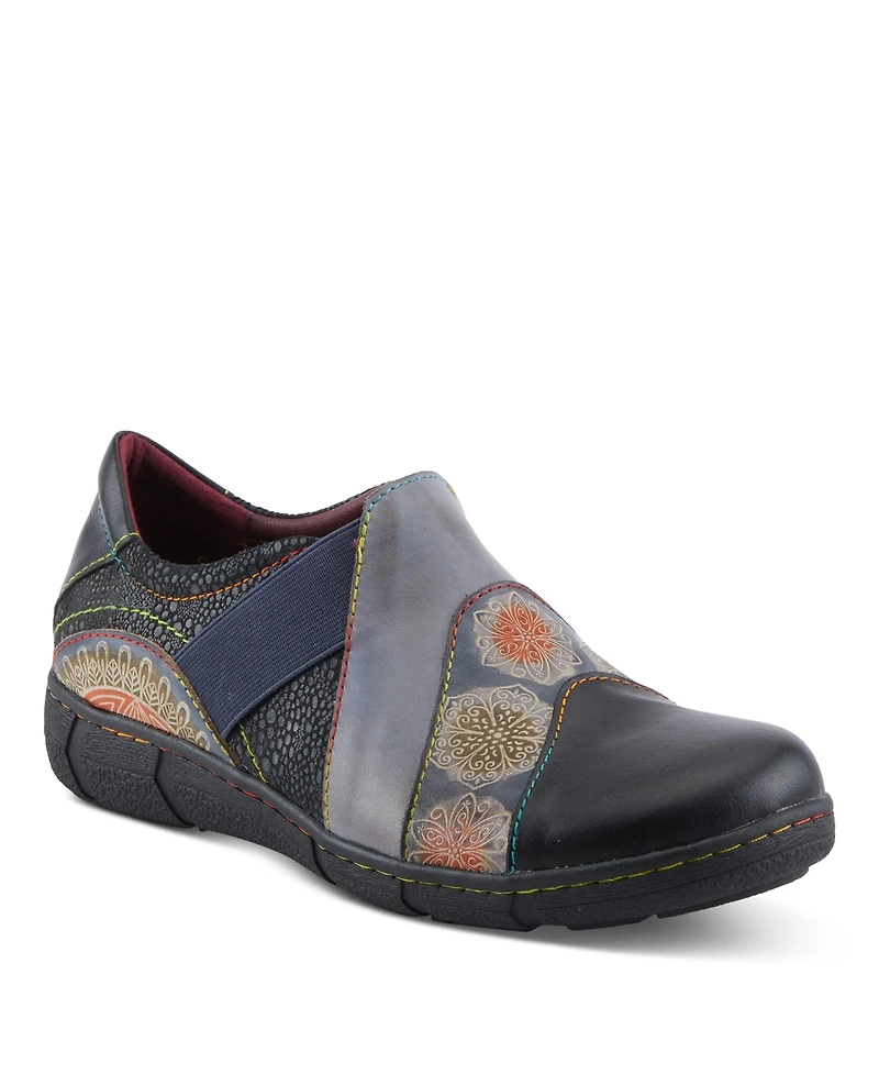 L Artiste Women s Lata Hand-Painted Closed Back Shoe with Removable Footbed and Geometric Multicolor Design