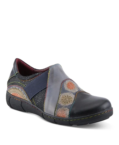 L Artiste Women s Lata Hand-Painted Closed Back Shoe with Removable Footbed and Geometric Multicolor Design
