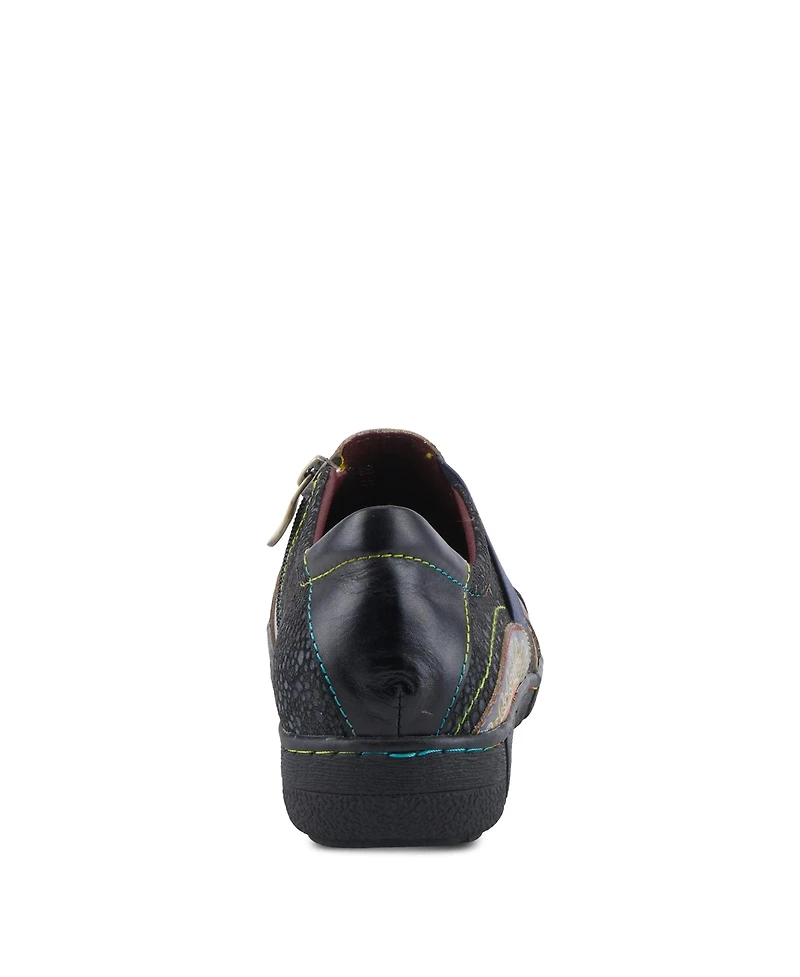 L Artiste Women s Lata Hand-Painted Closed Back Shoe with Removable Footbed and Geometric Multicolor Design