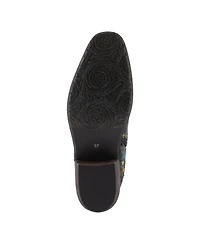 L Artiste Women s Rodeoqueen-viv Western Tall Boots with Embossed Leather, Floral Velvet Shaft, and Stacked Heel