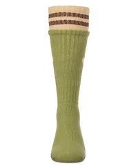 Memoi Girls Ribbed Cotton Blend "Heart and Stripes" Knee Sock