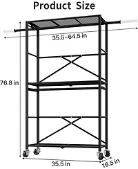 Clothes Rack Heavy Duty Clothes Rack with Shelves, Rolling Clothing Rack, Portable Collapsible with Lockable Wheels and Expandable Rod for Vendor Trad