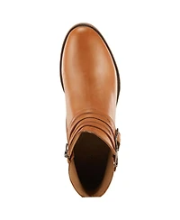 Azura Spring Step Pristina Leather Bootie with Double Decorative Buckles and Inside Zipper