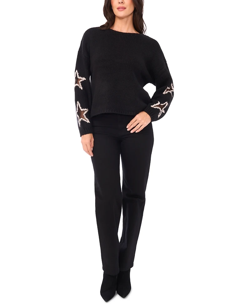 Sam & Jess Women's Crewneck Star Pattern Sweater