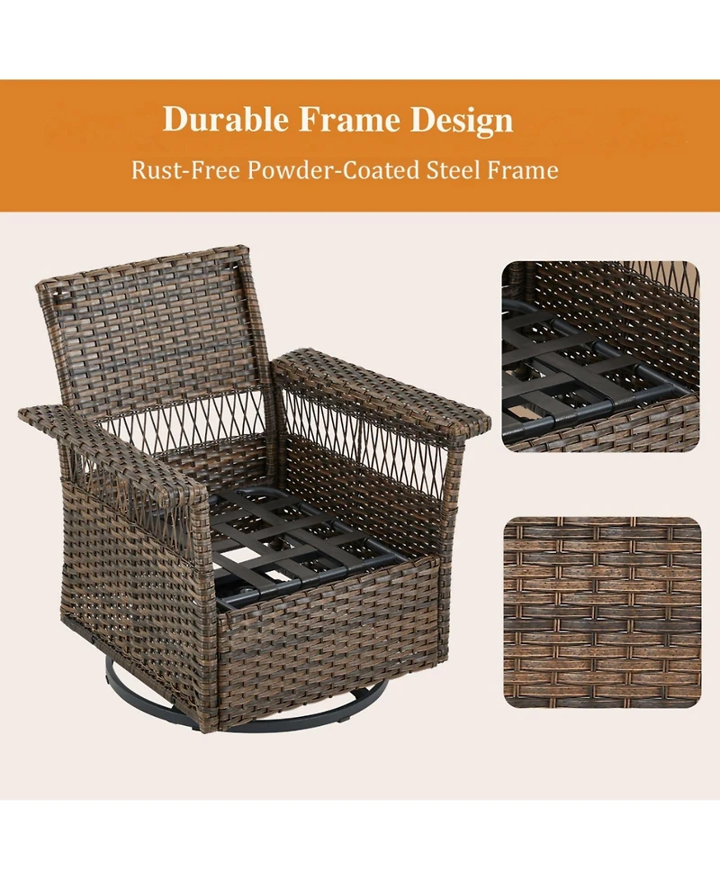 Gymojoy SeagullWing 2-Person Swivel Glider Wicker Outdoor with Olefin Cushion Patio Chairs