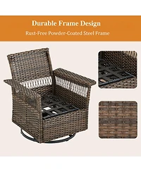Gymojoy SeagullWing 2-Person Swivel Glider Wicker Outdoor with Olefin Cushion Patio Chairs