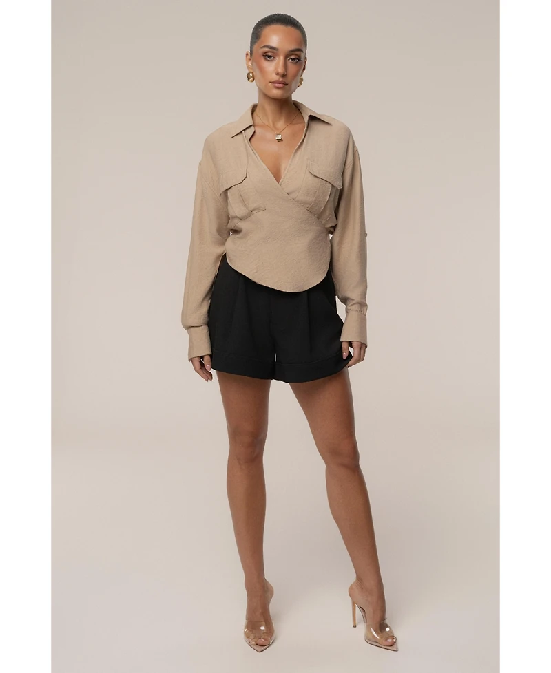 Jluxlabel Women's Drift Collared Cargo Top