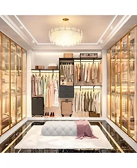 96 Inch Wall Mounted Closet Organizer System with 3 Shelves and Rods, Rack 2 Drawers
