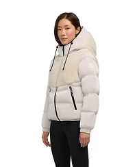 Pajar Women's Nephele Mixed Media Short Puffer with Fixed Hood