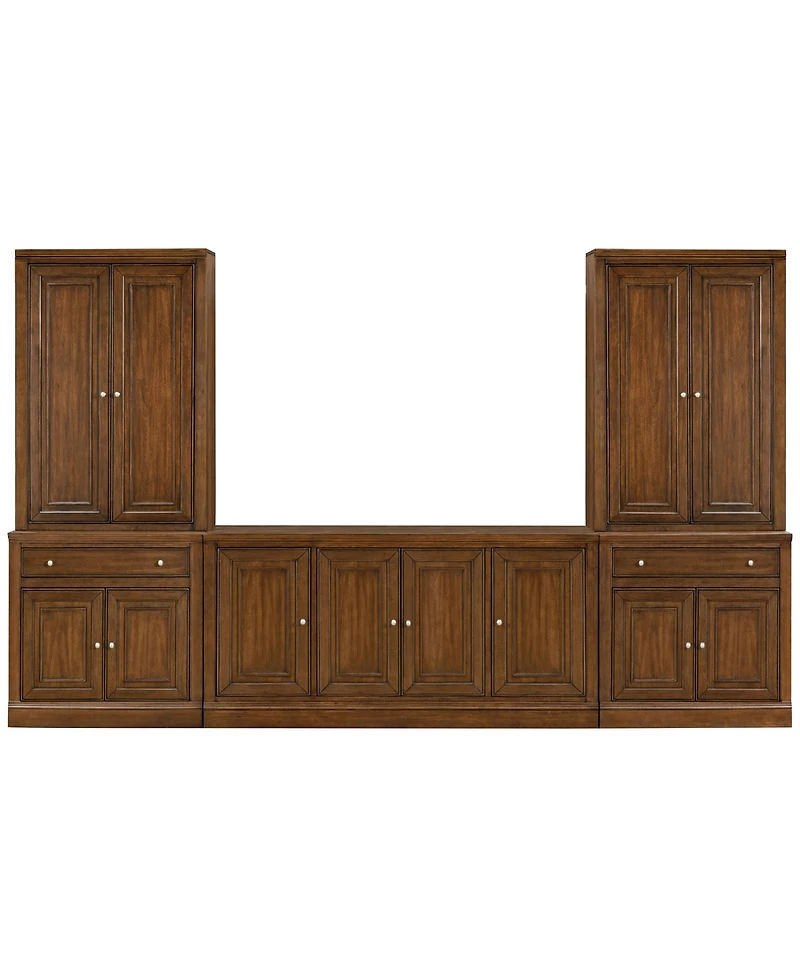 Furniture Amren 65" Wood 4 Door Console with Hutches and 2 Bases Drawer