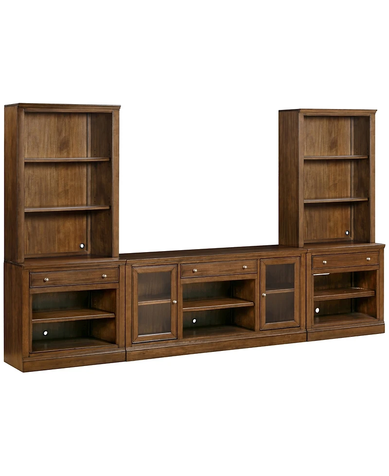 Furniture Amren 65" Wood 2 Door Console with Open Hutches and Bases