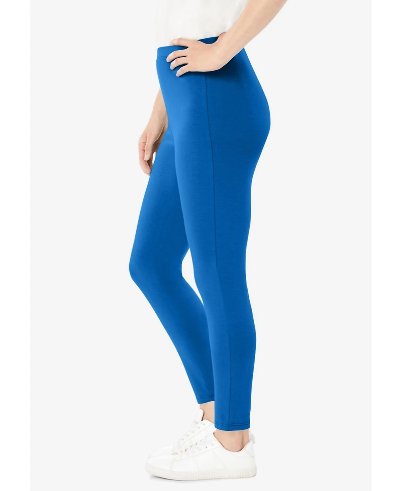 Woman Within Women's Stretch-Cotton Knit Pull-On Leggings