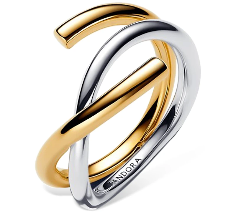 Pandora Organically Shaped Two-Tone Double Ring