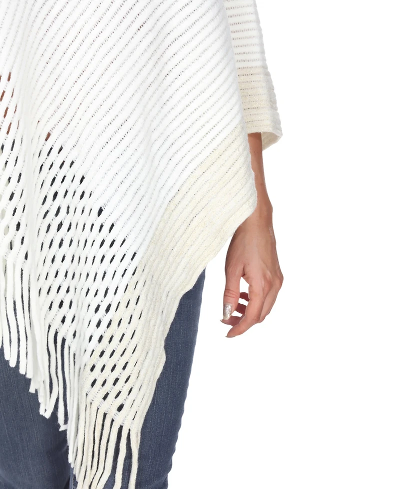 White Mark Women's Cable Knit Poncho Sweater
