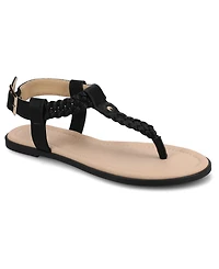 Journee Collection Women's Genevive Braided T-Strap Flat Sandals