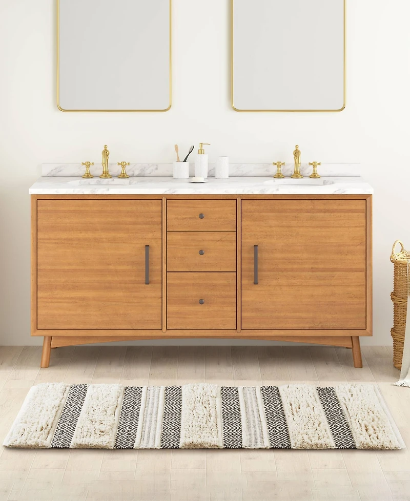 Ink+Ivy Asher Woven Texture Stripe Bath Rug