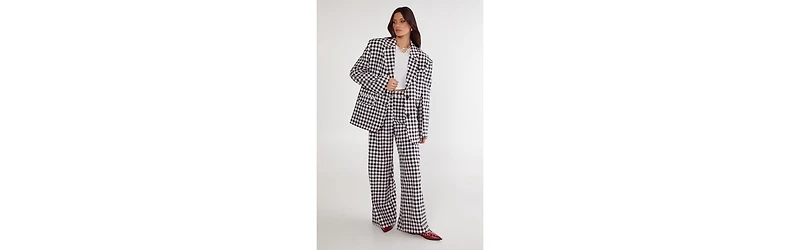 Nasty Gal Women's Gingham Tailored Wide Leg Pants