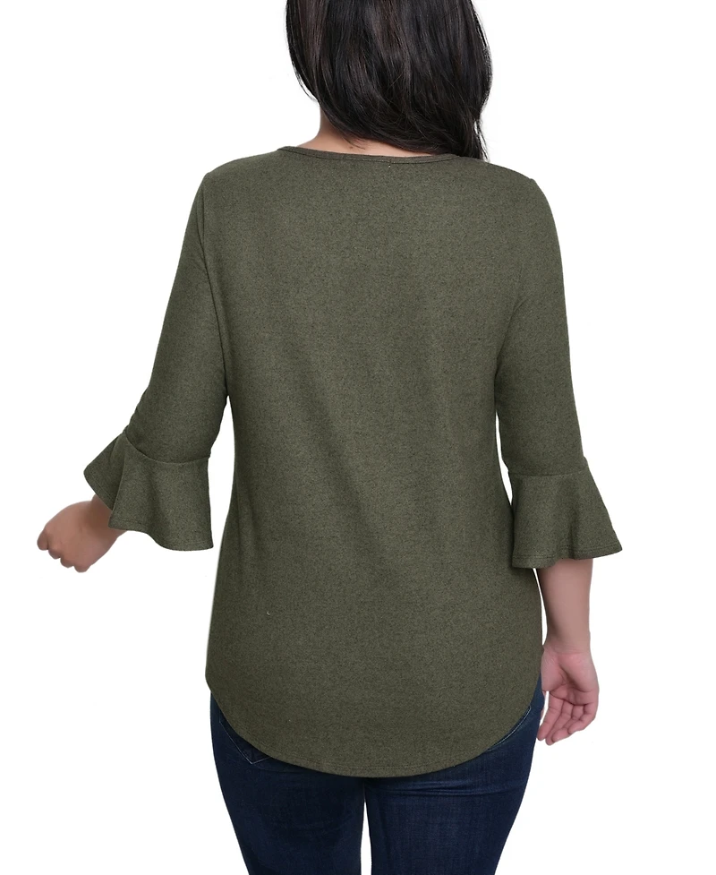 Ny Collection Women's 3/4 Bell Sleeve Pullover Top