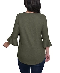 Ny Collection Women's 3/4 Bell Sleeve Pullover Top
