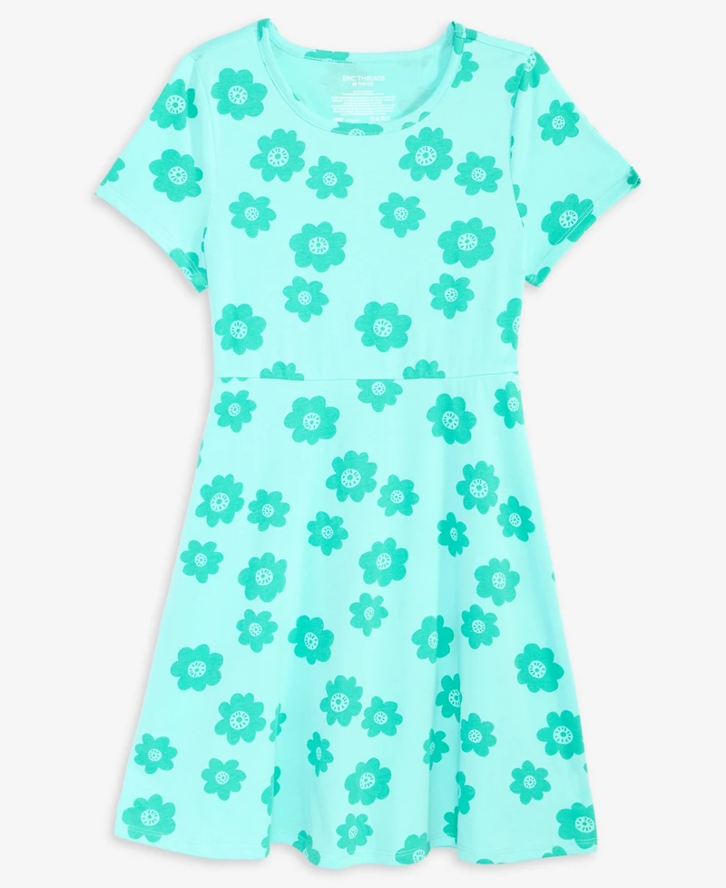 Epic Threads Girls 5-20 Floral Print Short-Sleeve Dress, Macy's Exclusive