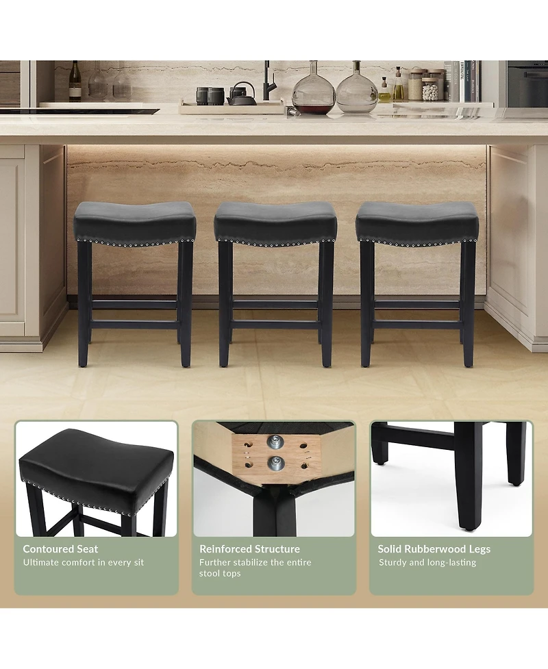 24" Upholstered Saddle Seat Counter Stool