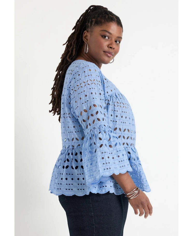 June + Vie Women's Flounce Peplum Top