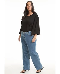 June + Vie Women's Fit High-Rise Straight-Leg Stretch Jeans