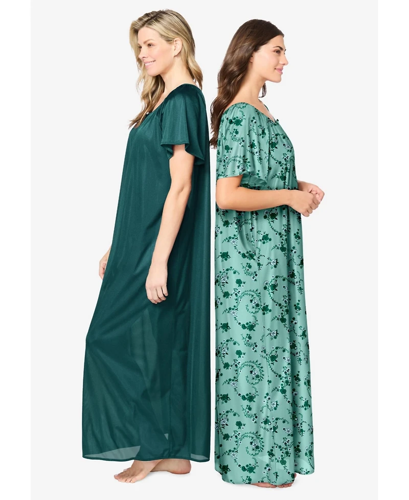 Only Neccessities Plus Necessities 2-Pack Long Silky Gown