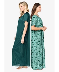 Only Neccessities Plus Necessities 2-Pack Long Silky Gown