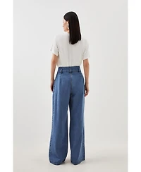 Karen Millen Petite Denim Wide Leg Pants
