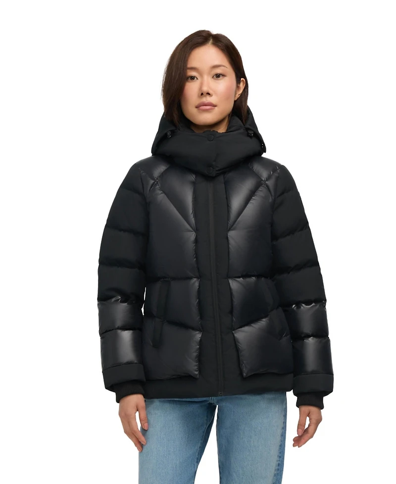 Pajar Women's Vega Mixed Media Puffer Jacket with Removable Hood