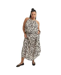 June + Vie Women's Plus Patterned Cropped Halter Top