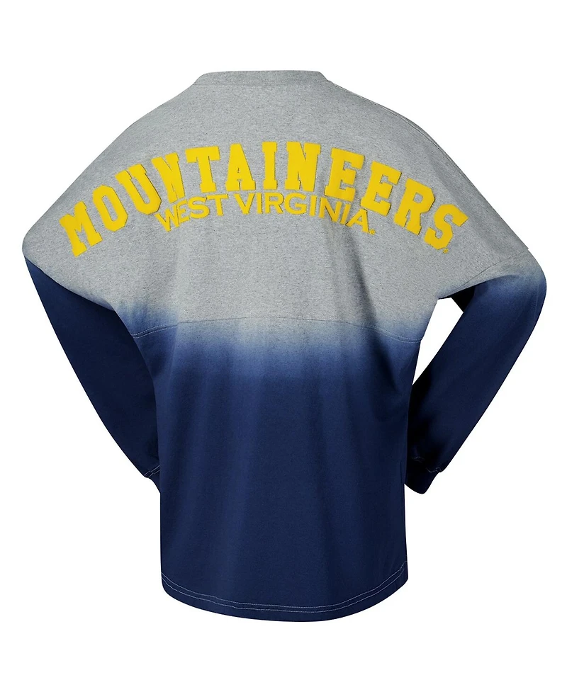 Spirit Jersey Men's and Women's Navy/Gray West Virginia Mountaineers Ombre Long Sleeve T-Shirt