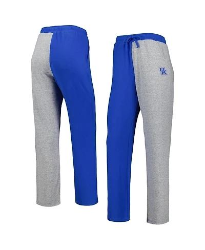 ZooZatz Women's Royal/Gray Kentucky Wildcats Color block Cozy Tri-Blend Lounge Pants