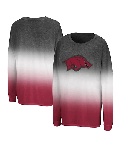 Colosseum Women's Black Arkansas Razorbacks Winkle Dip Dye Long Sleeve T-Shirt