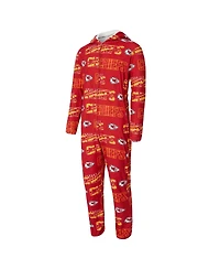 Concept Sport Men's Red Kansas City Chiefs Shuffle All-Over-Print Microfleece Full-Zip Union Suit