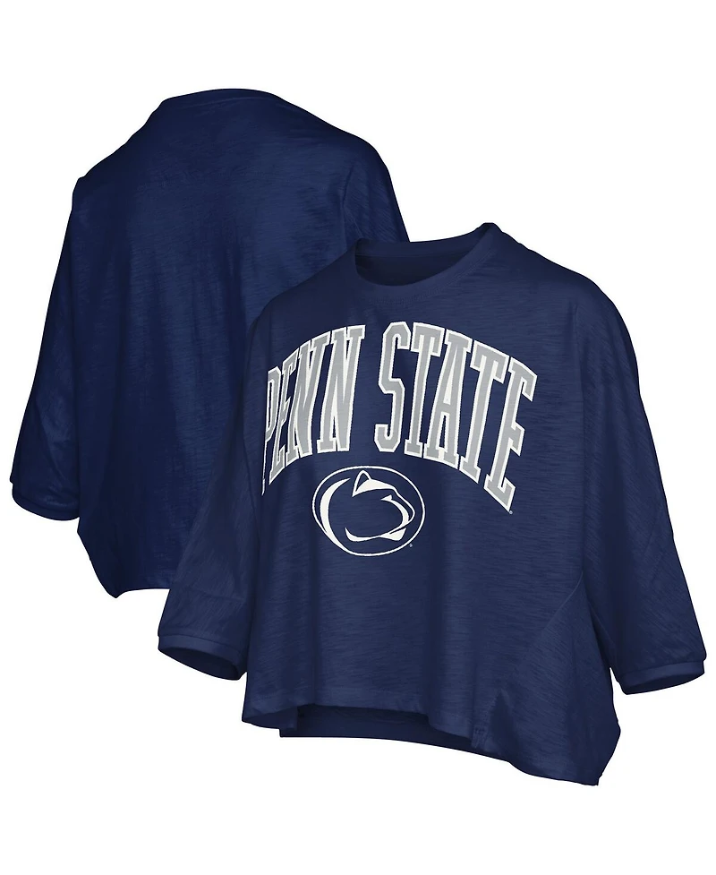 Pressbox Women's Navy Penn State Nittany Lions Midi Arch Over Logo Oversized T-Shirt