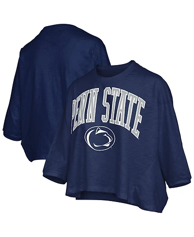 Pressbox Women's Navy Penn State Nittany Lions Midi Arch Over Logo Oversized T-Shirt