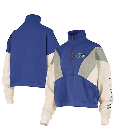 Pressbox Women's Royal Florida Gators Ferrara Color Block Quarter-Zip Sweatshirt