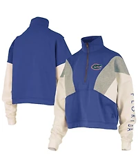 Pressbox Women's Royal Florida Gators Ferrara Color Block Quarter-Zip Sweatshirt