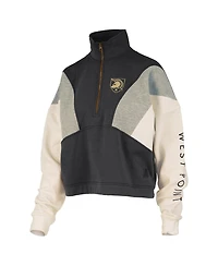 Pressbox Women's Black Army Black Knights Ferrara Color Block Quarter-Zip Sweatshirt
