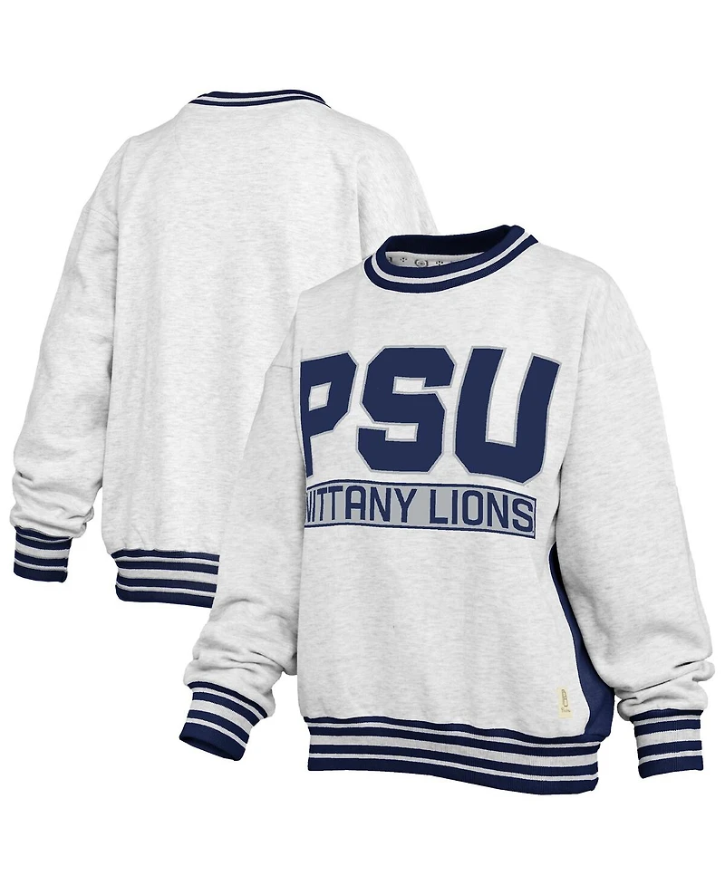 Pressbox Women's Heather Gray/Navy Penn State Nittany Lions Endzone Crewneck Sweatshirt