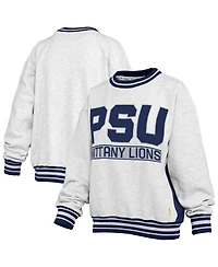 Pressbox Women's Heather Gray/Navy Penn State Nittany Lions Endzone Crewneck Sweatshirt