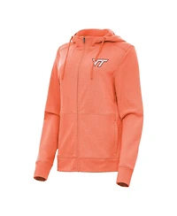 Antigua Women's Heather Orange Virginia Tech Hokies Seeker Full-Zip Hoodie