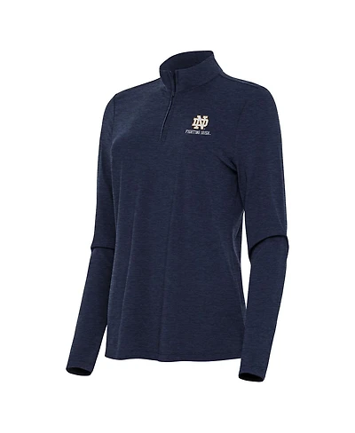 Antigua Women's Heather Navy Notre Dame Fighting Irish Bright Quarter-Zip Sweatshirt