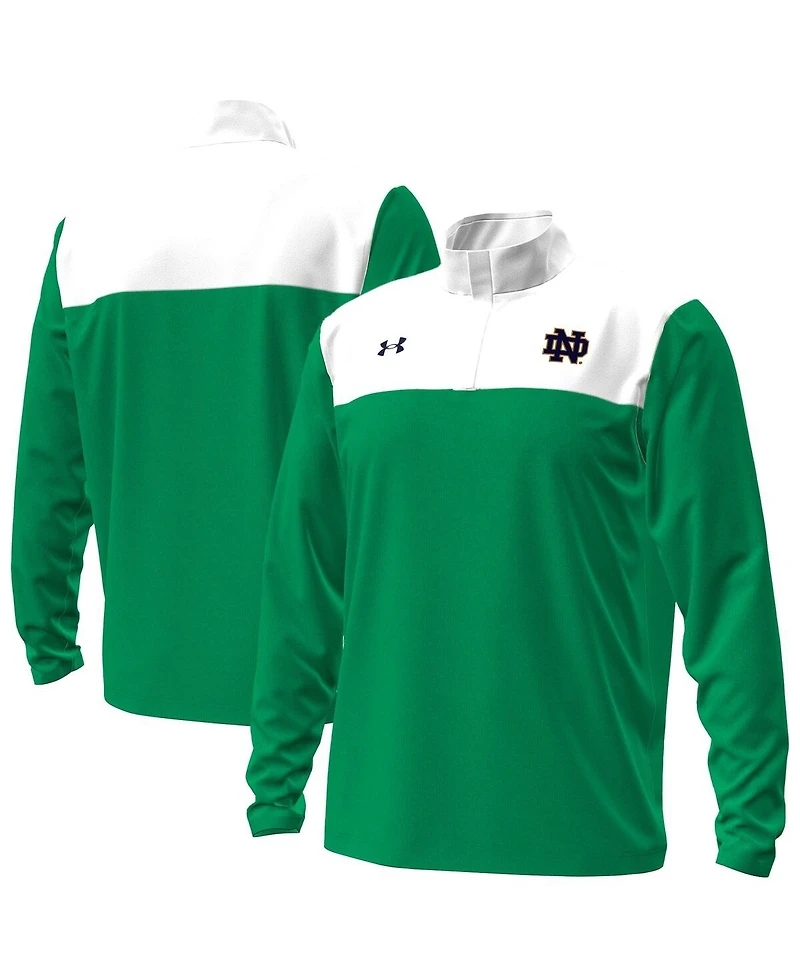 Under Armour Men's Green/White Notre Dame Fighting Irish Green Blocked Quarter-Zip Pullover