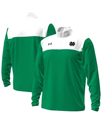 Under Armour Men's Green/White Notre Dame Fighting Irish Green Blocked Quarter-Zip Pullover