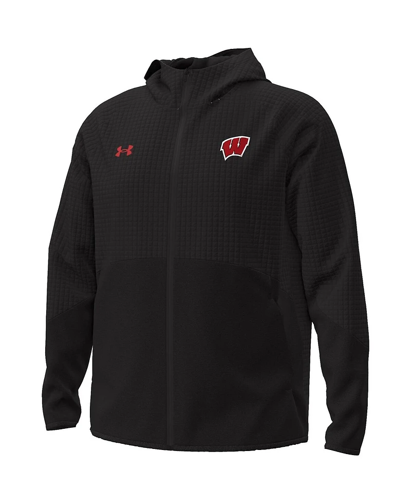 Under Armour Men's Black Wisconsin Badgers Unstoppable Raglan Full-Zip Jacket